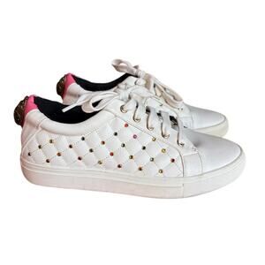 Kurt Geiger Bejeweled Rainbow Crystal Quilted Leather Sneakers size 37/4  US 7